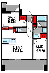 グランフォーレ千早マークスクエアイーストウイング 2LDKの間取図画像