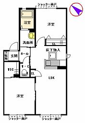 ヴェルデB 2LDKの間取図画像