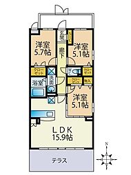 (仮称)プレアevl松島2丁目 3LDKの間取図画像