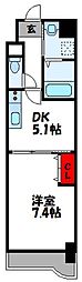 ネオ筥松 1DKの間取図画像