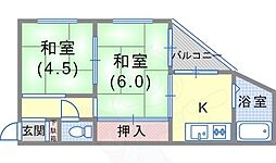 稲垣ビル 2Kの間取図画像