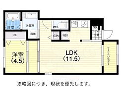 パルファン南落合04 1階1LDKの間取り