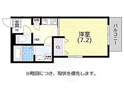 ワコーレヴィアーノ長田大塚町 2階1Kの間取り