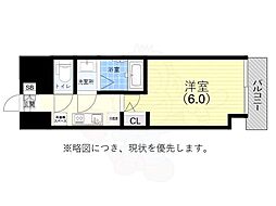 レジュールアッシュ神戸ハーバーランド 1Kの間取図画像