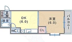 野田ハイツ 1DKの間取図画像