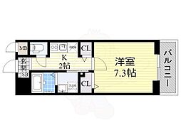 プラチナコート 7階1Kの間取り