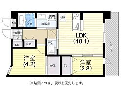 GENOVIA神戸新開地駅前 2LDKの間取図画像