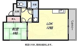 中内ハイツ 1LDKの間取図画像