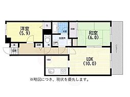 デメテル高取台 2LDKの間取図画像