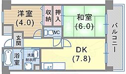サンノーブル兵庫 2DKの間取図画像