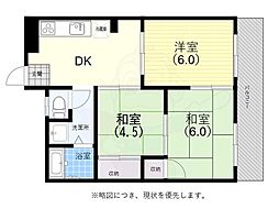 上祇園ハイツ 3DKの間取図画像