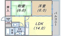 ベルコート御蔵 2LDKの間取図画像