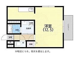 クリスタル氷室 1Kの間取図画像