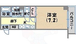 シンプルライフ新開地2 1Kの間取図画像