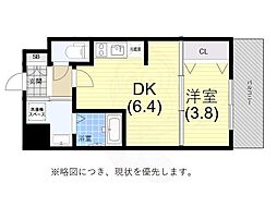 プレサンス神戸水木通ルミエス 1DKの間取図画像
