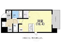 プレサンス三宮花時計前 ワンルームの間取図画像