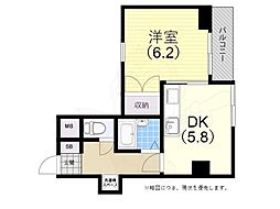 ハーバーウエスト神戸 1DKの間取図画像
