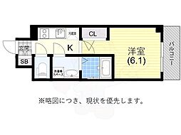エスリード神戸兵庫駅マリーナスクエア 1Kの間取図画像