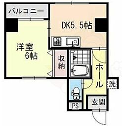 ハーバーウエスト神戸 1DKの間取図画像