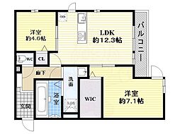 ブル・マリーノ衣掛 2LDKの間取図画像