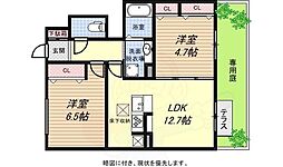キャム月見山3 2LDKの間取図画像