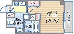 エステムコート三宮駅前3マジェスティ 1Kの間取図画像