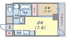 みやびアローズ神戸 1DKの間取図画像