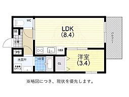 神戸市須磨区外浜町2丁目アパート 1LDKの間取図画像
