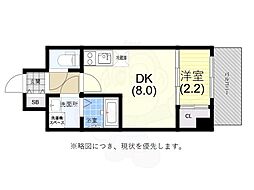 アドバンス神戸ラシュレ 1DKの間取図画像