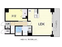 神戸市兵庫区浜崎通マンション 1LDKの間取図画像