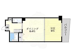 アルファ西天満 5階1Kの間取り