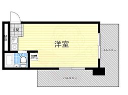 ノバカネイチ与力町 1階ワンルームの間取り
