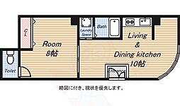 中之島ビル 1階1LDKの間取り