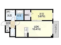エスグランデ中崎町 3階1LDKの間取り