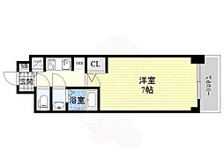 JR大阪環状線 桜ノ宮駅 徒歩8分の賃貸マンション 4階1Kの間取り
