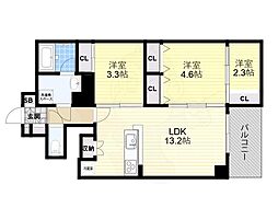 アーバネックス天満橋South 12階2SLDKの間取り