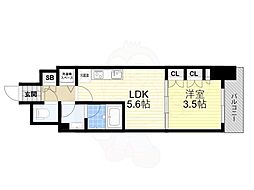 ザ・パークハビオ都島テラス 11階1DKの間取り