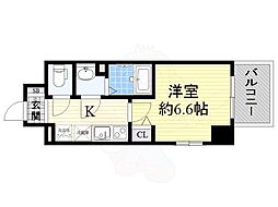 ベクス福島 6階1Kの間取り