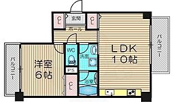 リバープレイス梅田北 9階1LDKの間取り