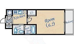 エスリード福島WEST 6階1Kの間取り