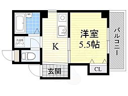 八幡ハイツ 1Kの間取図画像
