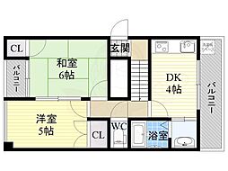 シビックハイツササキ 2DKの間取図画像