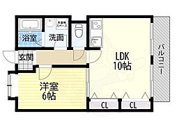 アクティ南森町 1LDKの間取図画像