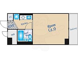 ライオンズマンション中之島 ワンルームの間取図画像