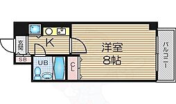 ロータリー天神橋 1Kの間取図画像