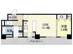 プランドール堂島 1LDKの間取図画像