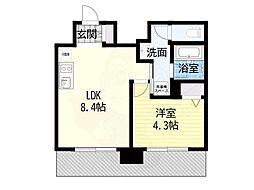 ジオエント梅田北リバーフロント 1DKの間取図画像
