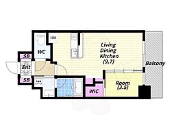 大阪市中央区淡路町1丁目マンション 1LDKの間取図画像