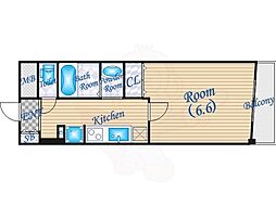 シャトーアスティナ高麗橋 1Kの間取図画像