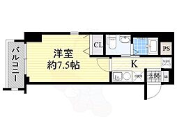 エステムコート大手前レシェンテ 1Kの間取図画像